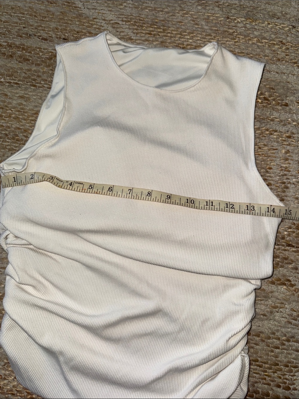 ALO Yoga White Ribbed Ruched Side Tank - Picture 6 of 8